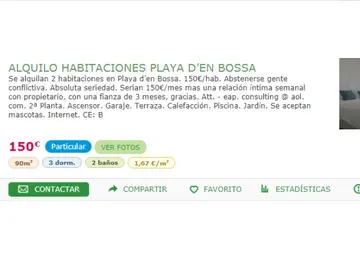 Polémico anuncio de alquiler de habitación en Ibiza Polémico anuncio de alquiler de habitación en Ibiza