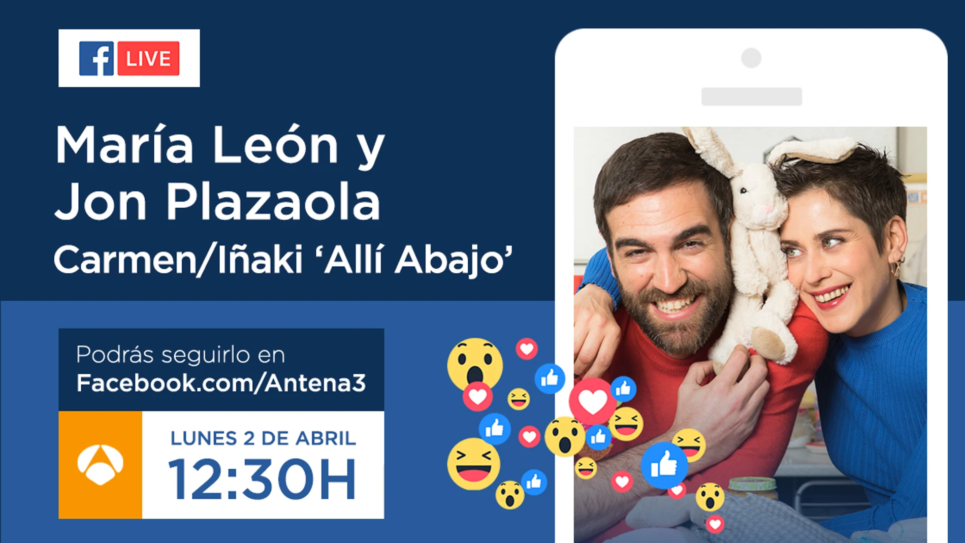 Jon Plazaola y María León, el lunes a las 12:30 en Facebook Live