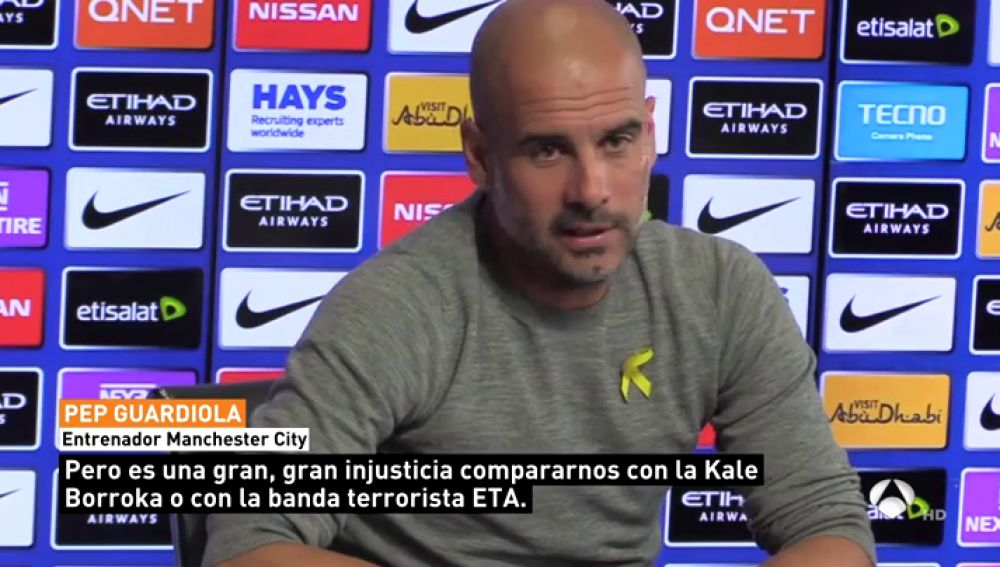 Guardiola, tras la detención de Puigdemont: "Es una injusticia que nos comparen con la 'kale borroka' o ETA"