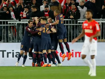 El PSG celebra un gol ante el Mónaco El PSG celebra un gol ante el Mónaco
