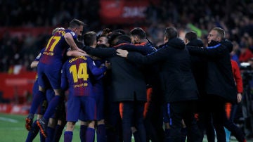 El Barcelona celebra una victoria