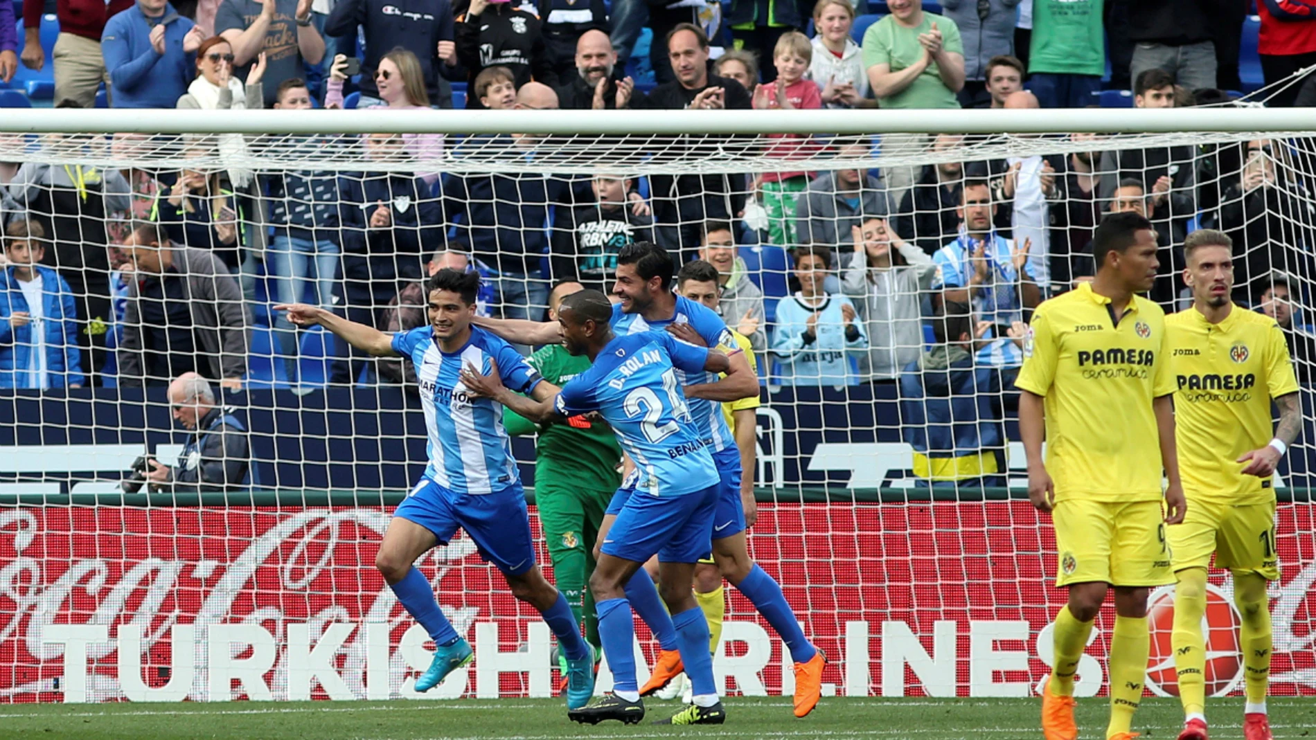 El Málaga celebra un gol ante el Villarreal El Málaga celebra un gol ante el Villarreal