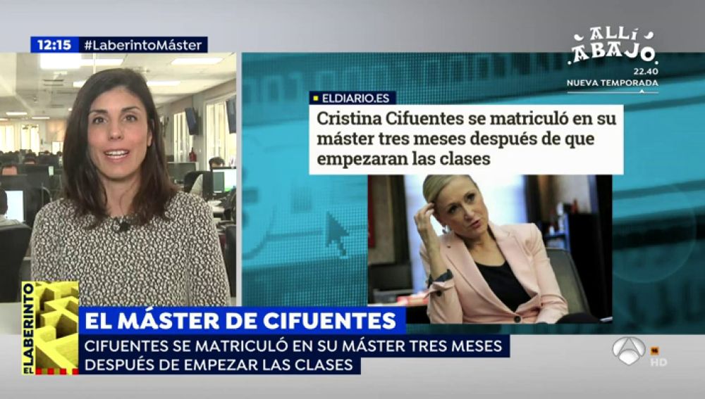 La periodista Raquel Ejerique: "Cifuentes se incorpora con el curso prácticamente a la mitad, habían pasado ya tres meses"
