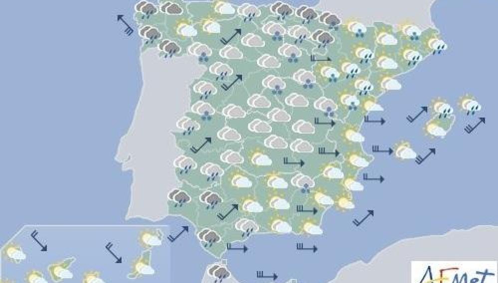 Mapa significativo facilitado por la AEMET
