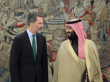 El rey Felipe recibe al príncipe heredero saudí, Mohamed bin Salmán, hoy en el Palacio de la Zarzuela