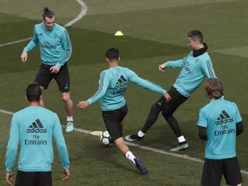 Ronaldo y Bale, en un entrenamiento del Real Madrid Ronaldo y Bale, en un entrenamiento del Real Madrid