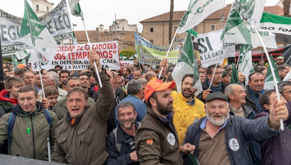 Manifestación de cazadores en Extremadura