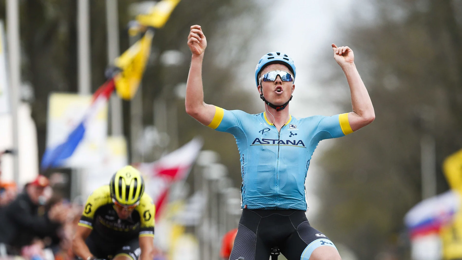 Michael Valgren Andersen celebra su victoria en la Amstel Gold Race Michael Valgren Andersen celebra su victoria en la Amstel Gold Race