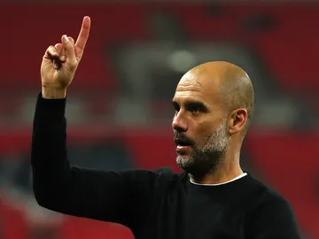 Pep Guardiola celebra el triunfo en Wembley ante el Tottenham Pep Guardiola celebra el triunfo en Wembley ante el Tottenham