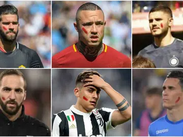 Los jugadores se pintan la cara contra la violencia de género Los jugadores se pintan la cara contra la violencia de género