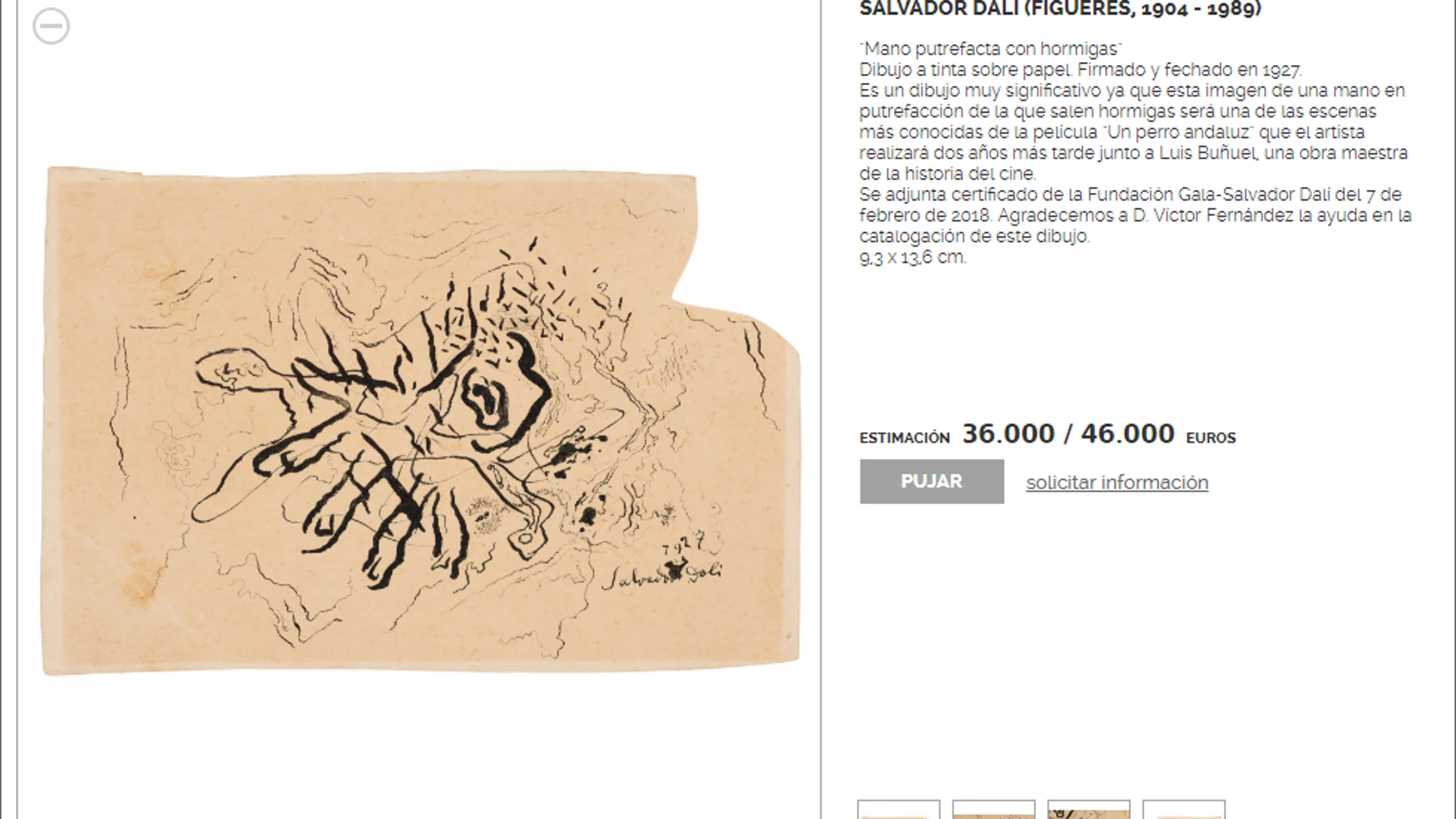 'Mano putrefacta con hormigas', de Salvador Dalí 'Mano putrefacta con hormigas', de Salvador Dalí