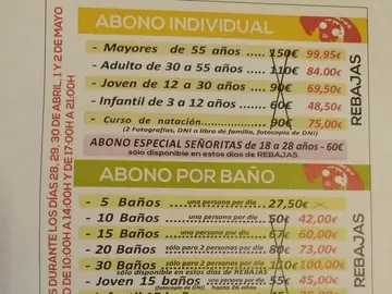 Abono especial 'señoritas' en la piscina Benidorm de Linares Abono especial 'señoritas' en la piscina Benidorm de Linares
