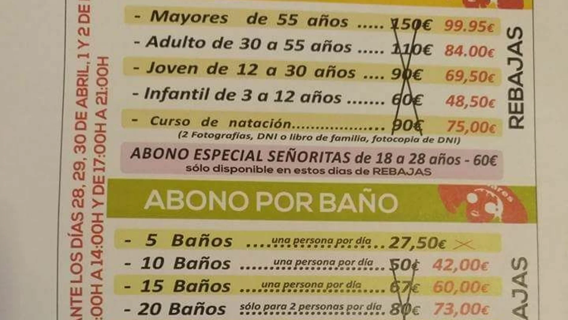 Abono especial 'señoritas' en la piscina Benidorm de Linares Abono especial 'señoritas' en la piscina Benidorm de Linares