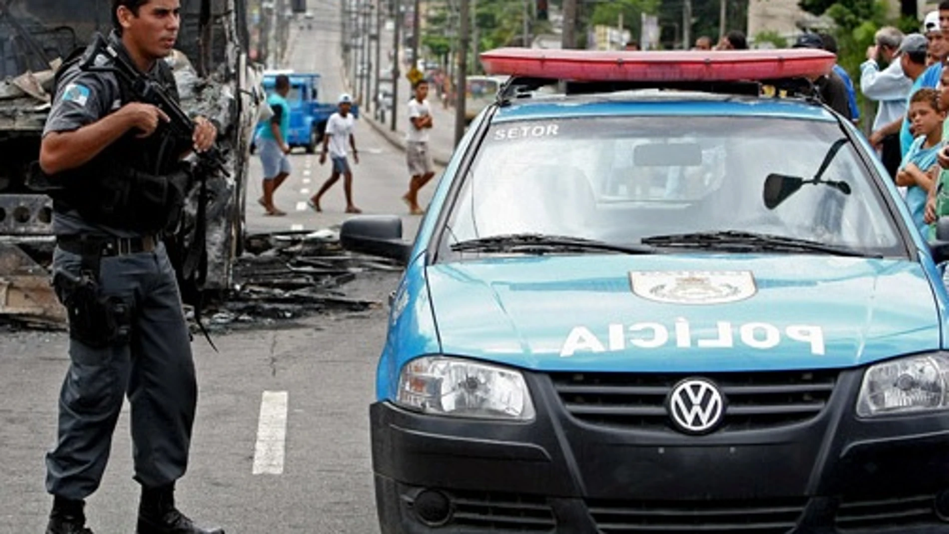 Imagen de archivo de un agente de Policía en Brasil Imagen de archivo de un agente de Policía en Brasil