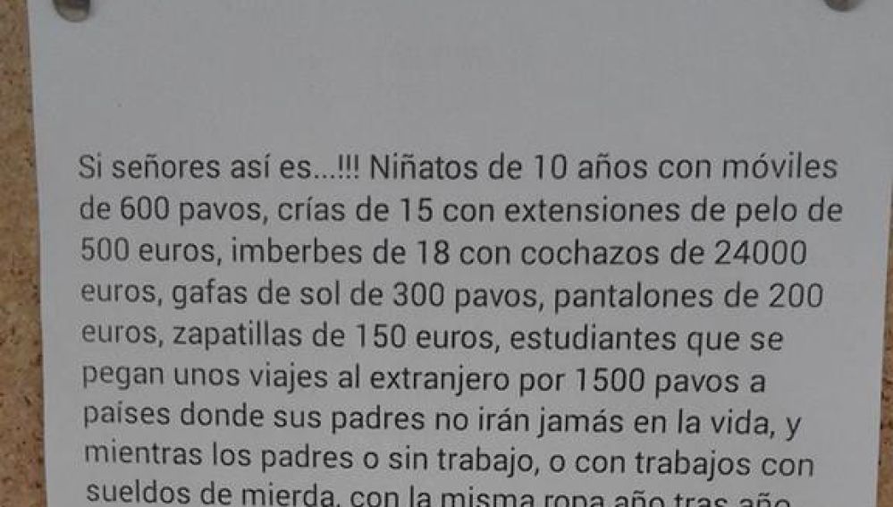 El texto sobre niños malcriados