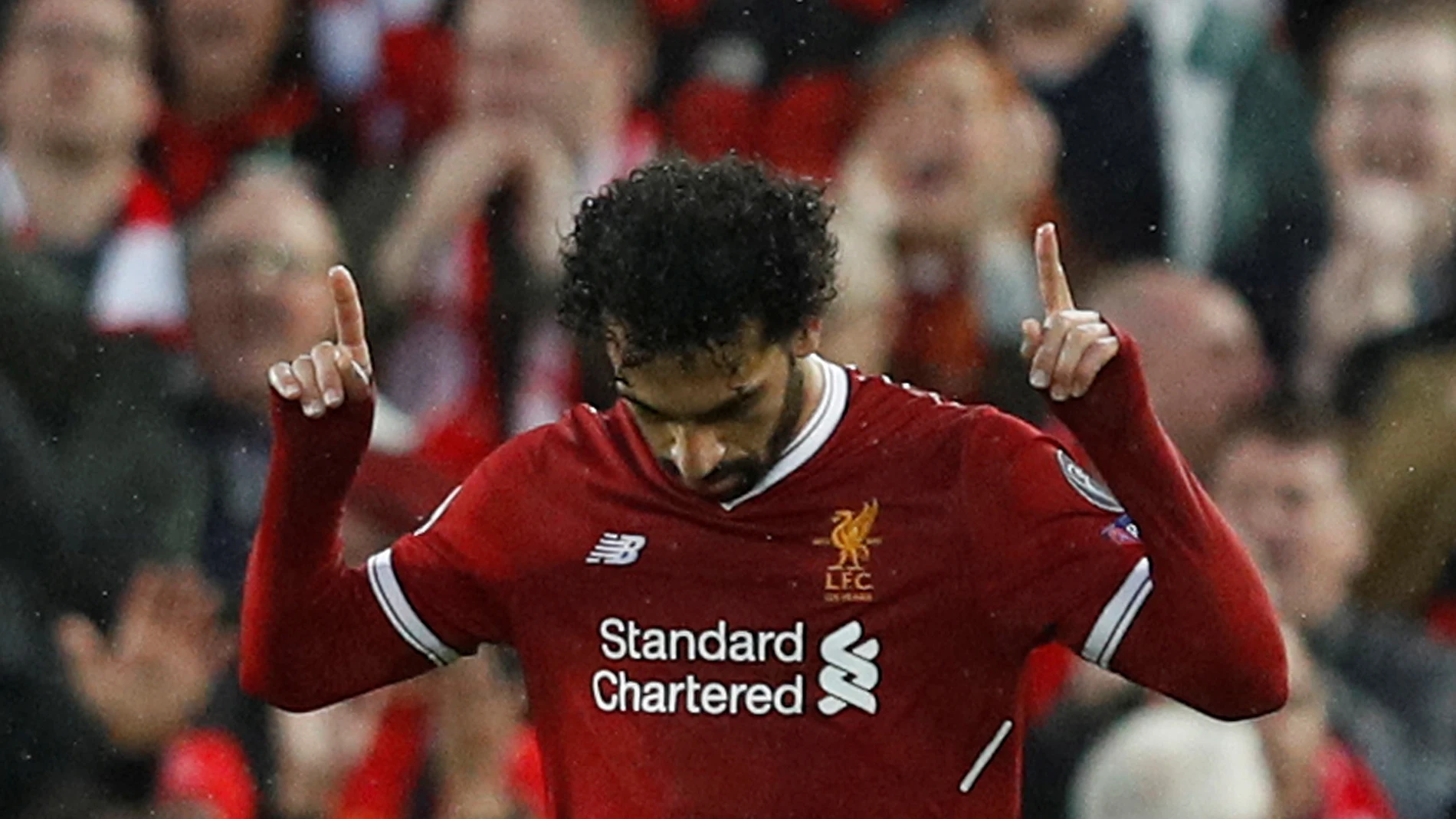 Salah celebra su segundo gol contra la Roma