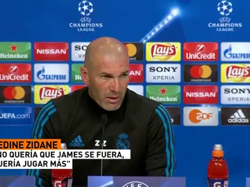 Zidane: "Yo no quería que James se fuera y nunca he tenido un problema con él" Zidane: "Yo no quería que James se fuera y nunca he tenido un problema con él"