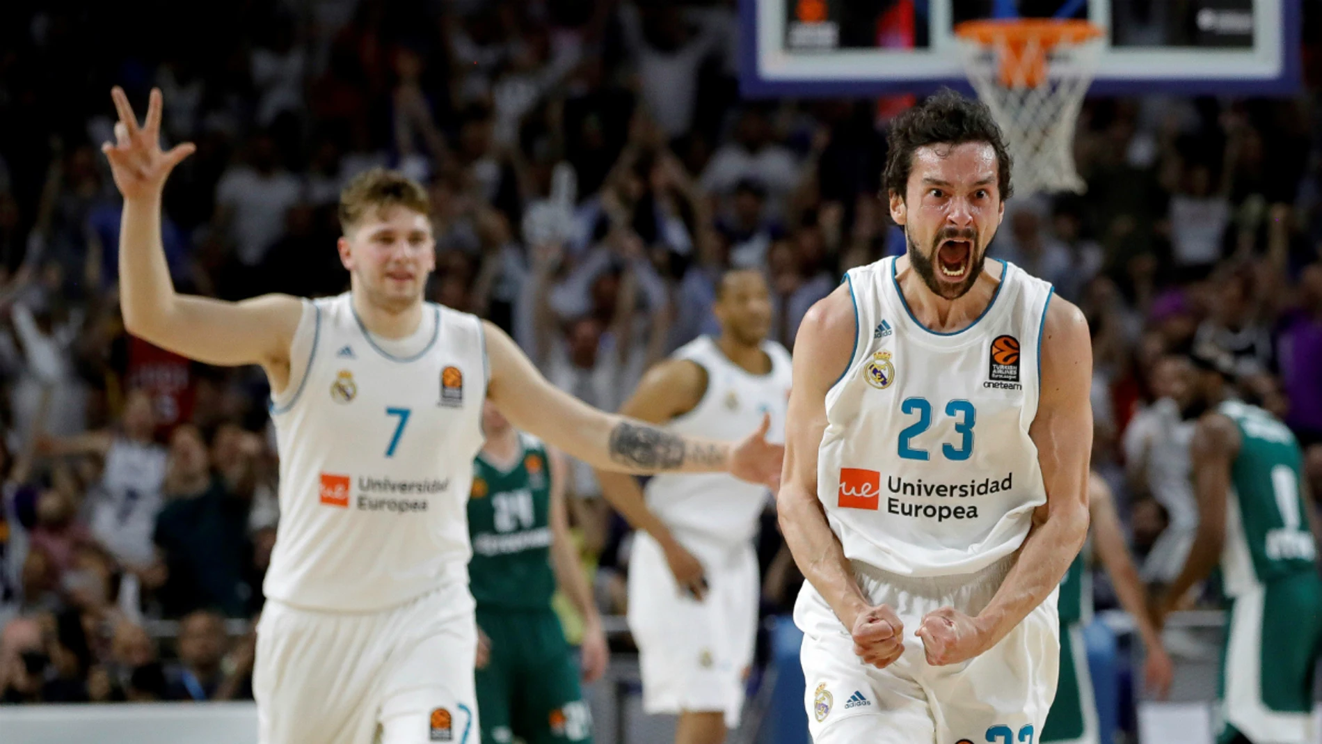 Llull celebra un punto con el Real Madrid Llull celebra un punto con el Real Madrid
