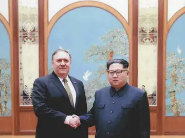 Mike Pompeo, y el líder norcoreano, Kim Jong-un, el marzo pasado en Corea del Norte Mike Pompeo, y el líder norcoreano, Kim Jong-un, el marzo pasado en Corea del Norte