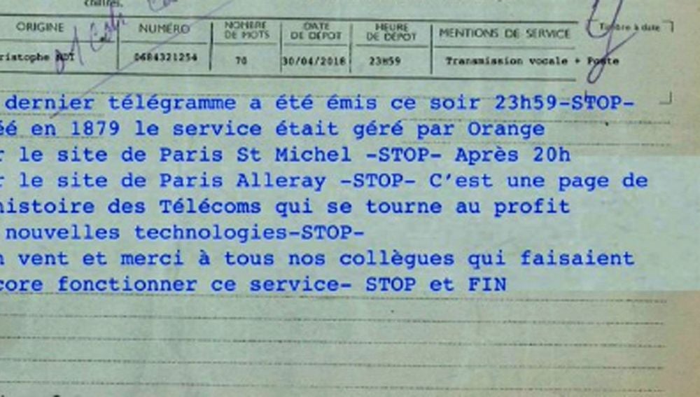 Acaban los telegramas en Francia después de 139 años de servicio