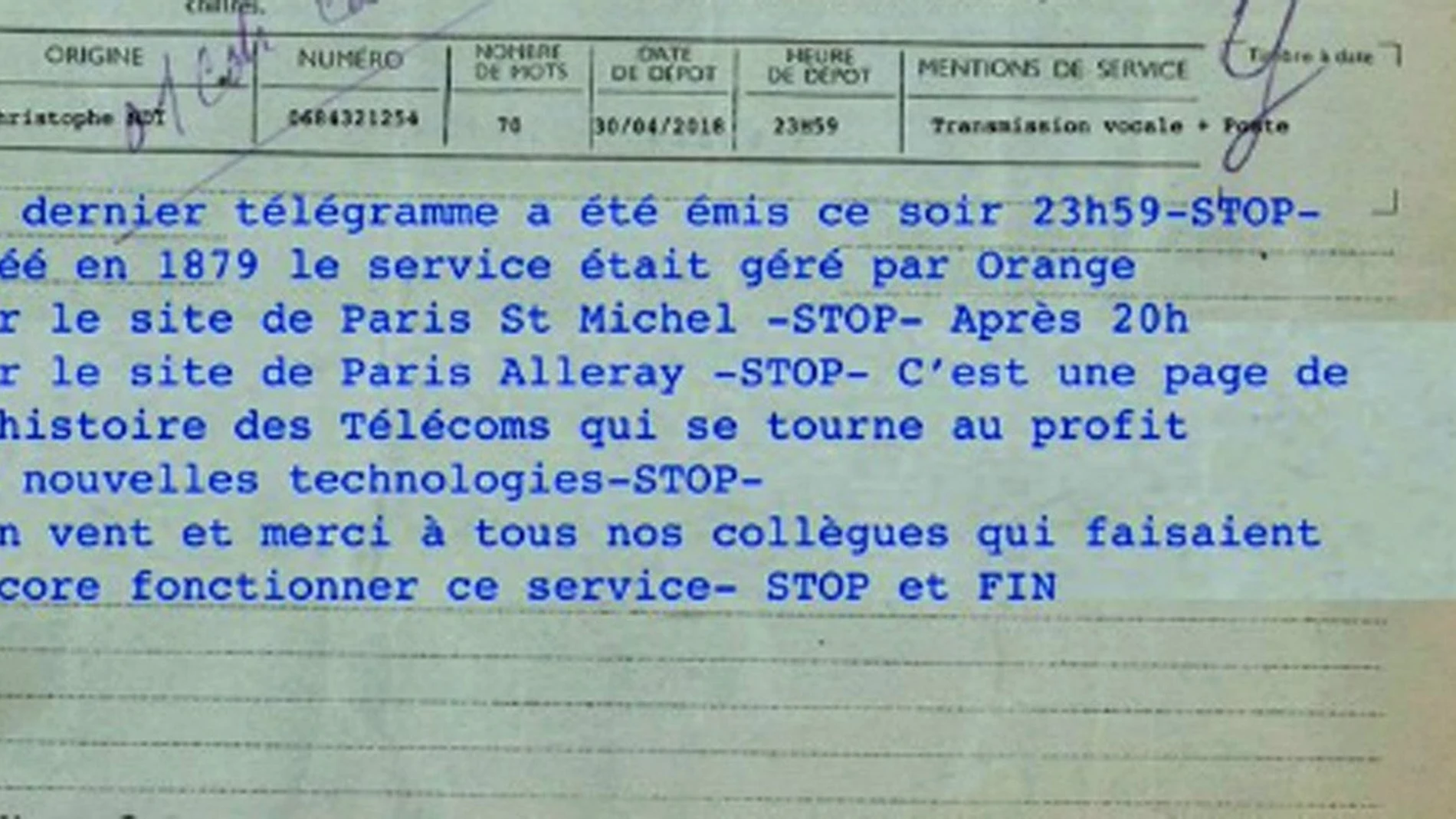 Acaban los telegramas en Francia después de 139 años de servicio Acaban los telegramas en Francia después de 139 años de servicio
