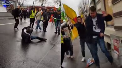 Un 'youtuber' acude a una manifestación en Suecia con una camiseta de Franco y recibe una paliza