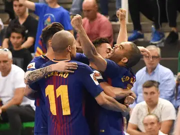El Barcelona celebra un gol El Barcelona celebra un gol