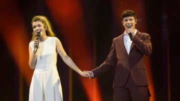 Amaia y Alfred en el primer ensayo para Eurovisión 2018
