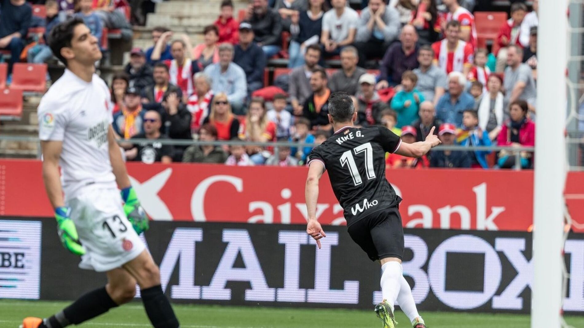 Kike Garc&iacute;a celebra uno de sus goles contra el Girona