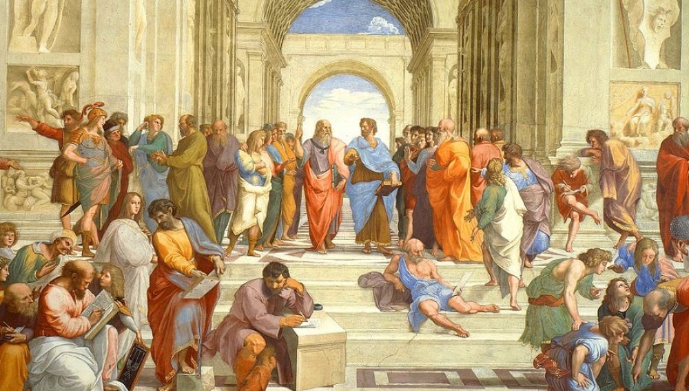 La escuela de Atenas (Rafael Sanzio, Museos Vaticanos)