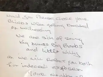 Imagen de la nota que se encontraron en su casa Imagen de la nota que se encontraron en su casa