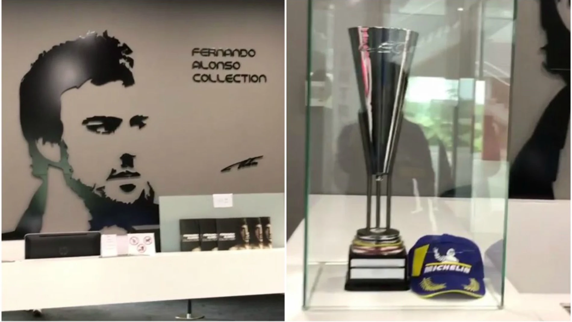 Fernando Alonso muestra su trofeo de ganador en Spa