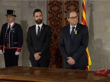 Quim Torra y Roger Torrent en el acto de toma de posesión Quim Torra y Roger Torrent en el acto de toma de posesión