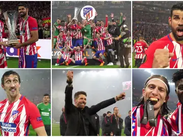 Los jugadores celebran el título de la Europa League Los jugadores celebran el título de la Europa League