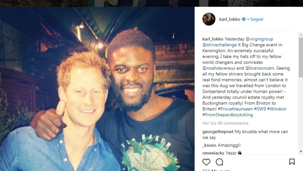 Imagen de Karl Lokko con el príncipe Harry