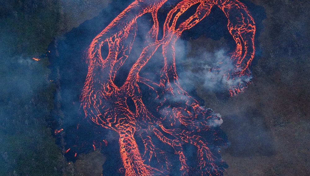 Imagen aérea del volcán Kilauea