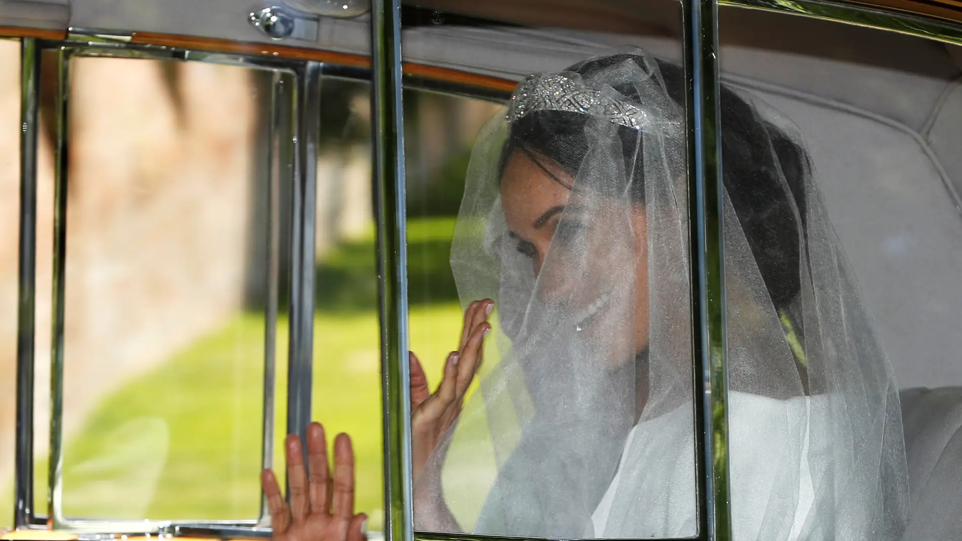 Meghan Markle llegando a su boda con el príncipe Harry