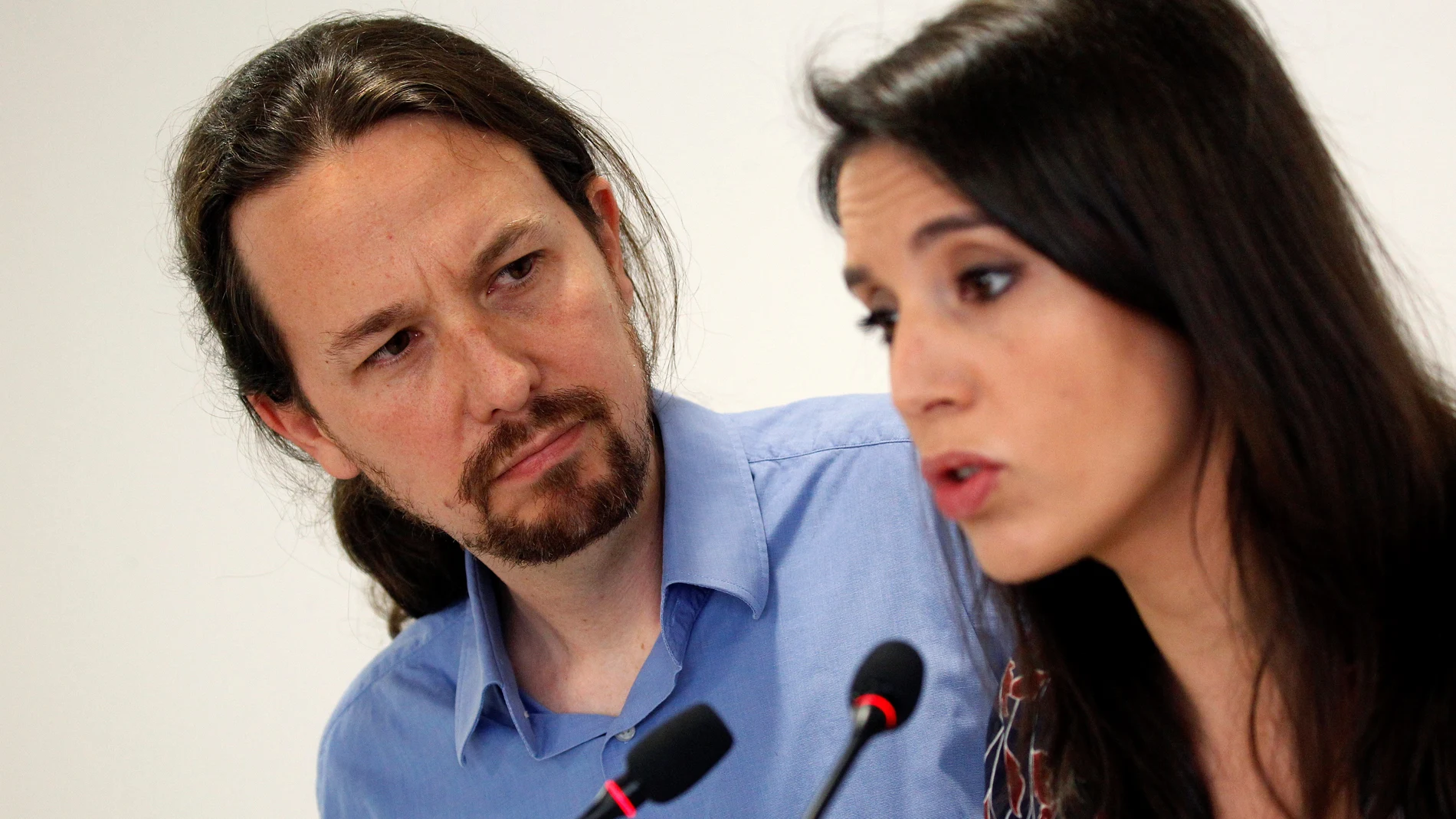 El secretario general de Podemos, Pablo Iglesias, y la portavoz parlamentaria, Irene Montero El secretario general de Podemos, Pablo Iglesias, y la portavoz parlamentaria, Irene Montero