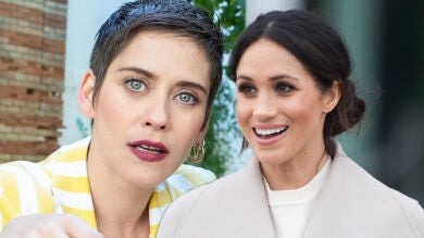 El similar vestido de novia de María León, en 'Allí Abajo', al de Meghan Markle en su boda con el príncipe Harry