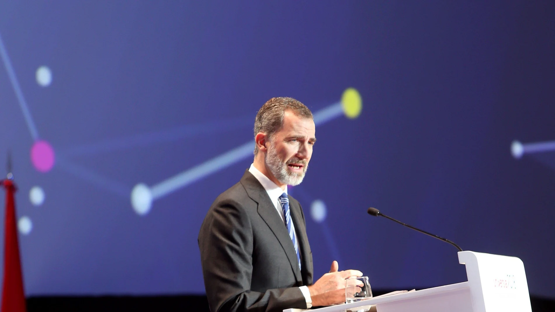 El Rey Felipe VI, durante su intervención en el acto de inauguración que ha presidido del IV Encuentro Internacional de Rectores Universia. El Rey Felipe VI, durante su intervención en el acto de inauguración que ha presidido del IV Encuentro Internacional de Rectores Universia.