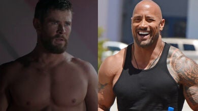 Dwayne Johnson anima a Chris Hemsworth a desnudarse para parecerse a él