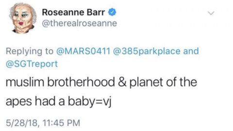 El polémico tuit de Roseanne Barr