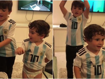 Los hijos de Messi cantan el "¡Vamos, vamos Argentina!"