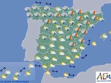 Mapa significativo para hoy facilitado por la Aemet.