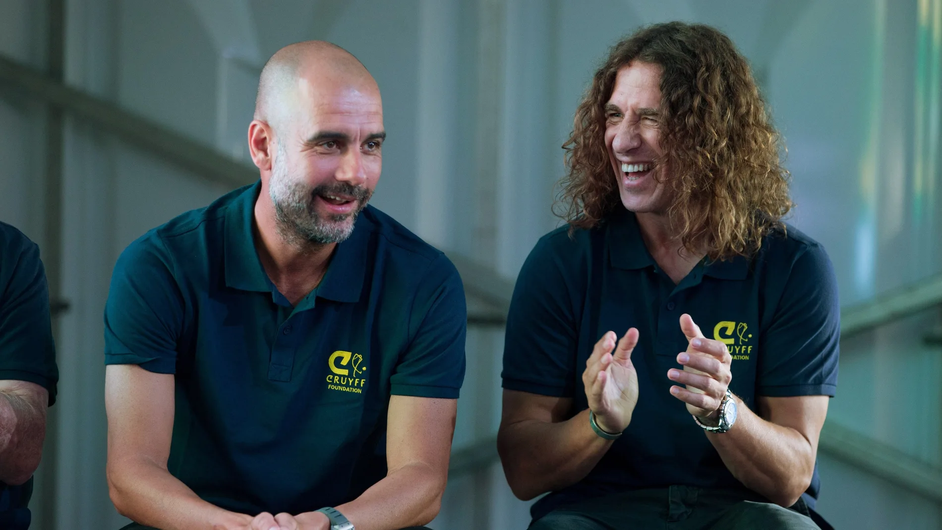 Guardiola y Puyol, en el acto de la Fundación Cruyff Guardiola y Puyol, en el acto de la Fundación Cruyff