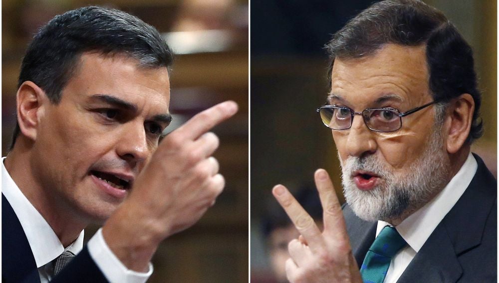 El presidente del Gobierno, Mariano Rajoy, y el líder del PSOE, Pedro Sánchez
