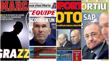 Las portadas recogen el adiós de Zidane