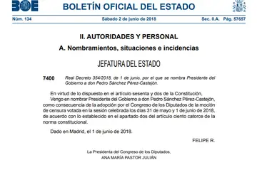 Imagen de la publicación del BOE Imagen de la publicación del BOE