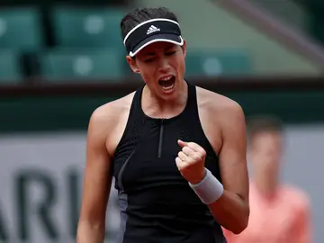 Garbiñe Muguruza celebra un punto Garbiñe Muguruza celebra un punto