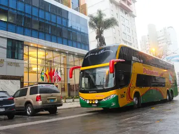 Un autobús de la empresa en la que trabaja la azafata Un autobús de la empresa en la que trabaja la azafata